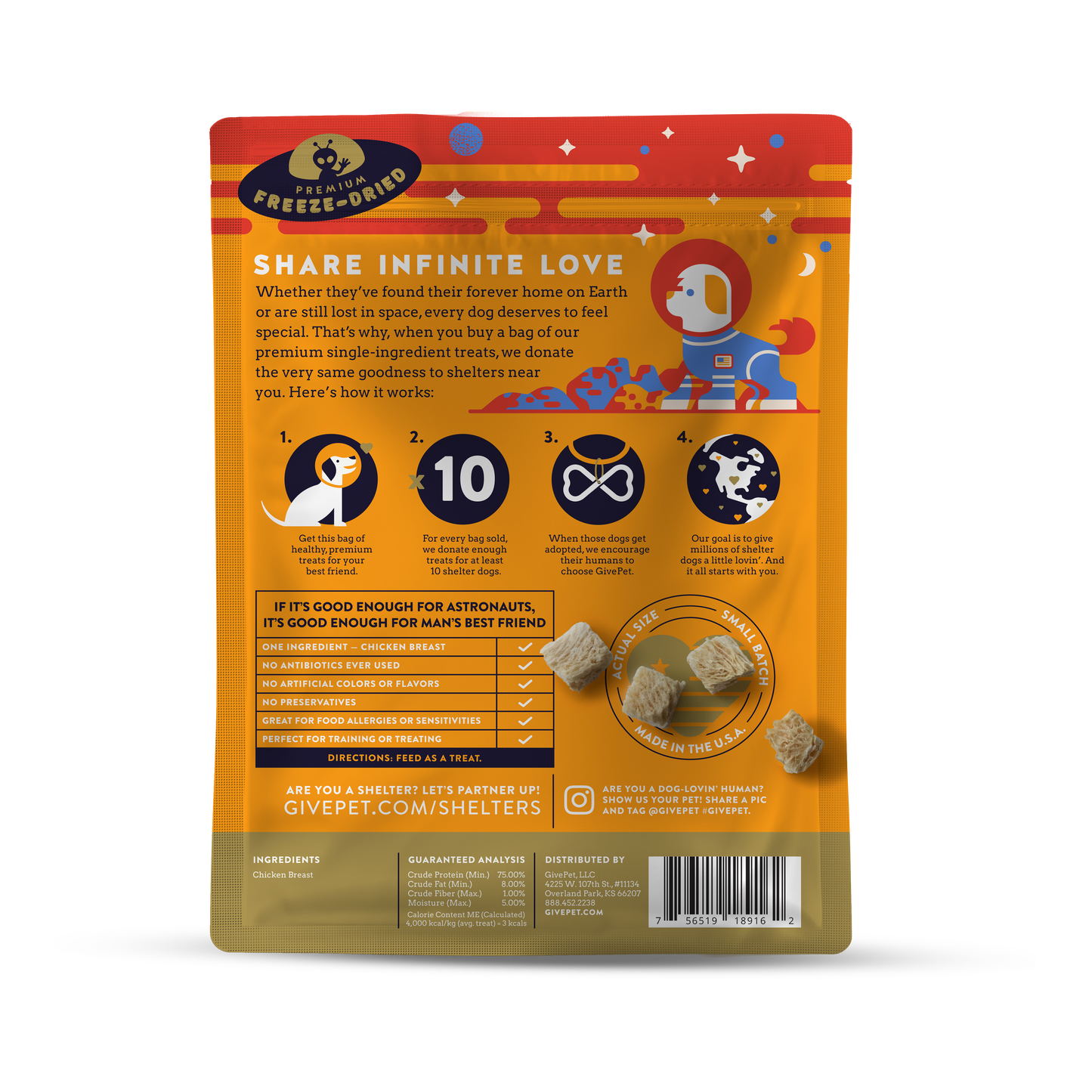Mars Rover Freeze-Dried Dog Treats, 3oz Bag