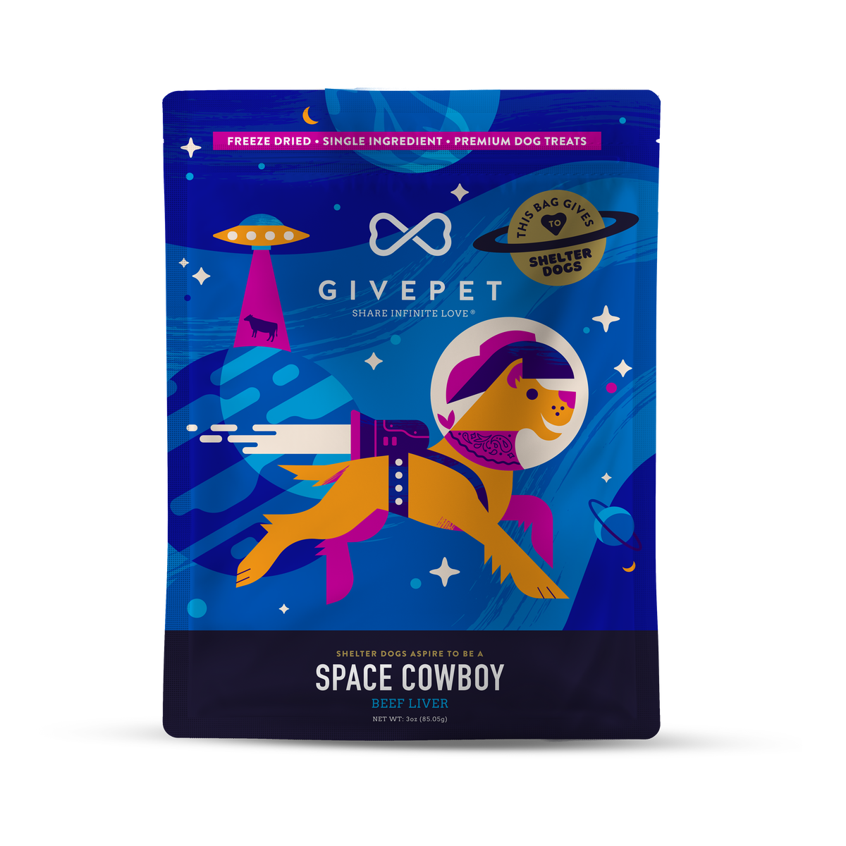 Space Cowboy Freeze-Dried Dog Treats, 3oz Bag