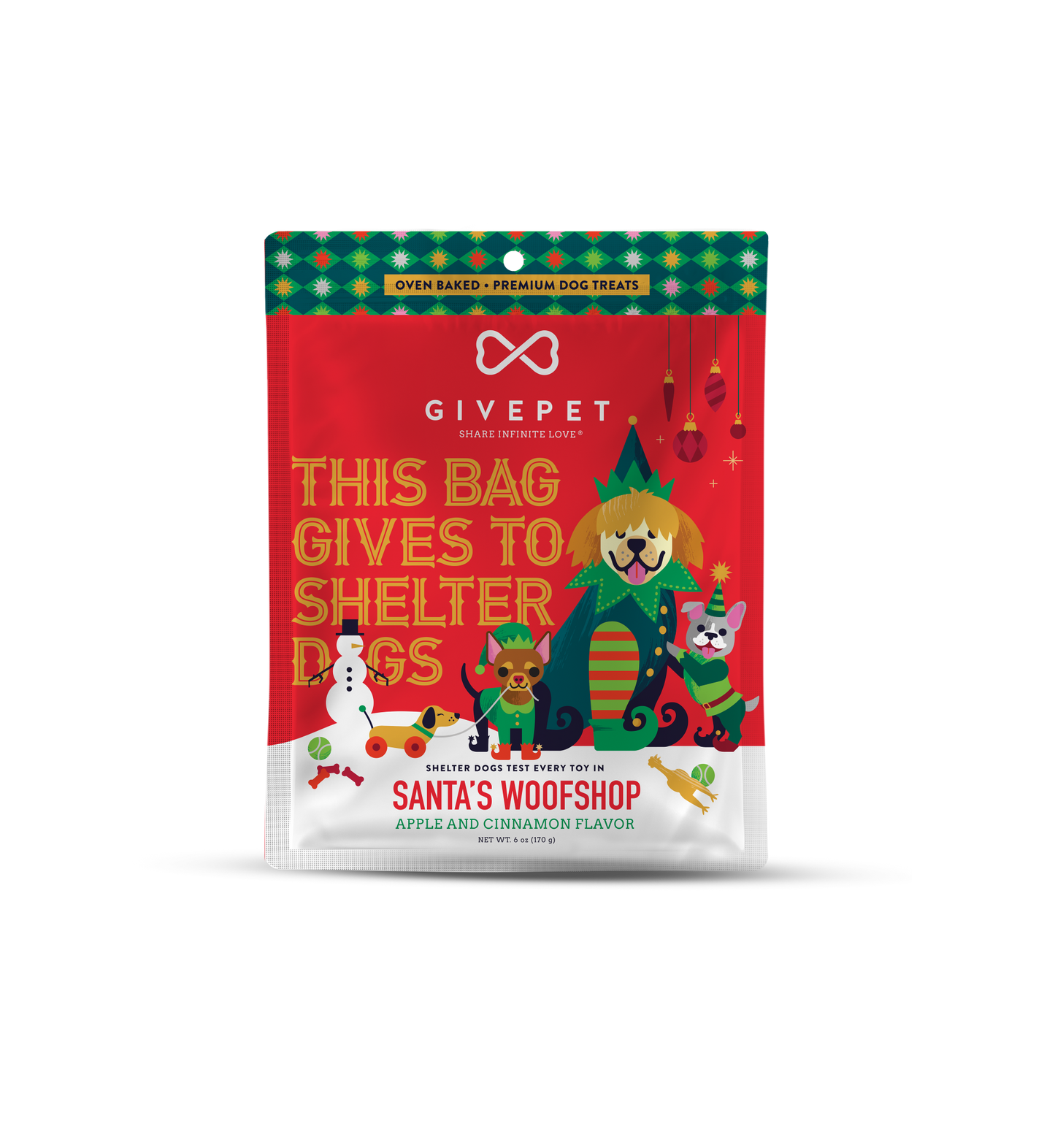 Santa's Woofshop Baked Dog Biscuits, 6oz Bag