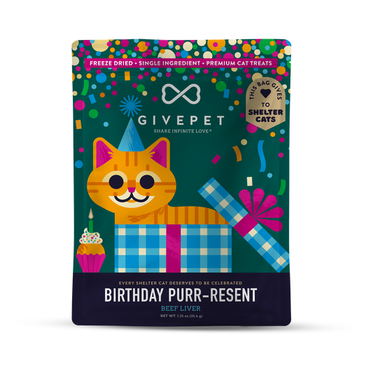 Birthday Purr-resent Freeze-Dried Cat Treats 1.25oz Bag