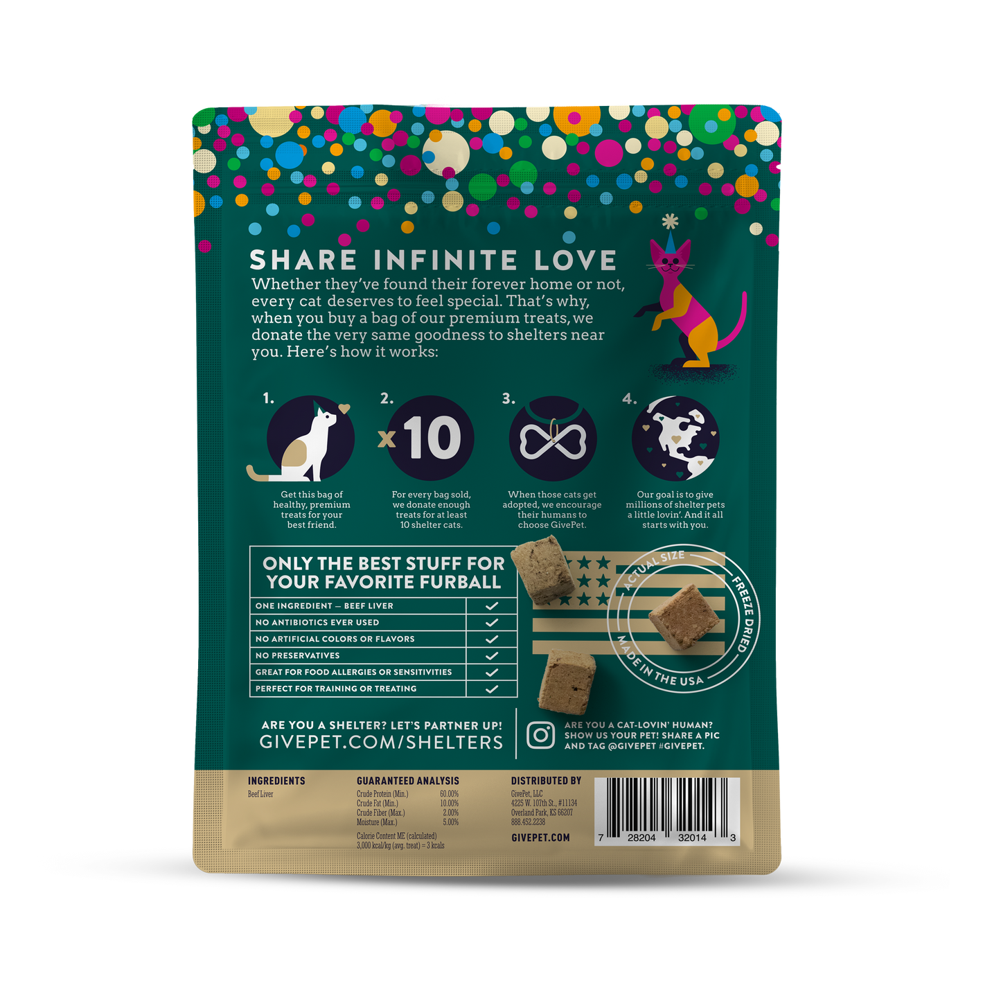 Birthday Purr-resent Freeze-Dried Cat Treats 1.25oz Bag