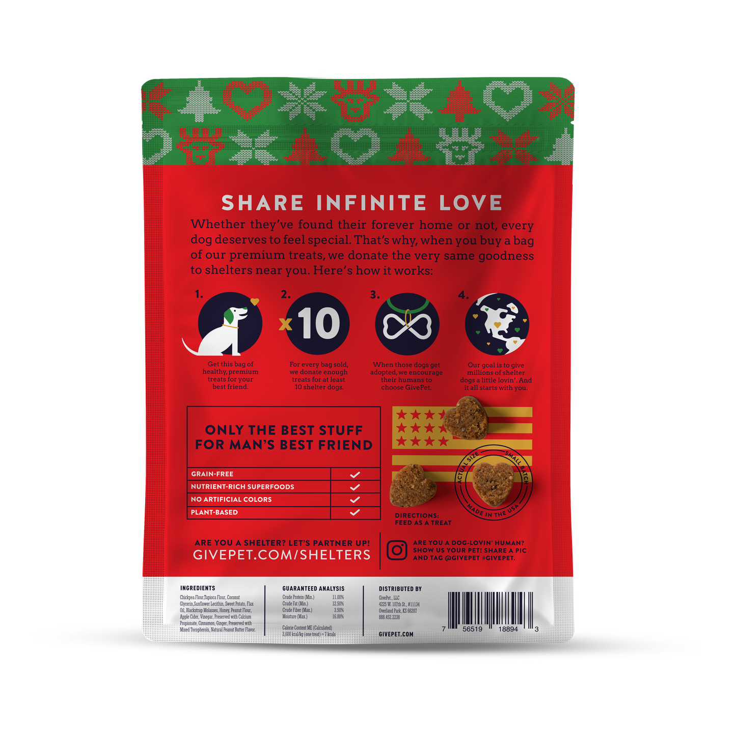 Pugly Sweater Party Soft and Chewy Training Dog Treats, 6oz Bag