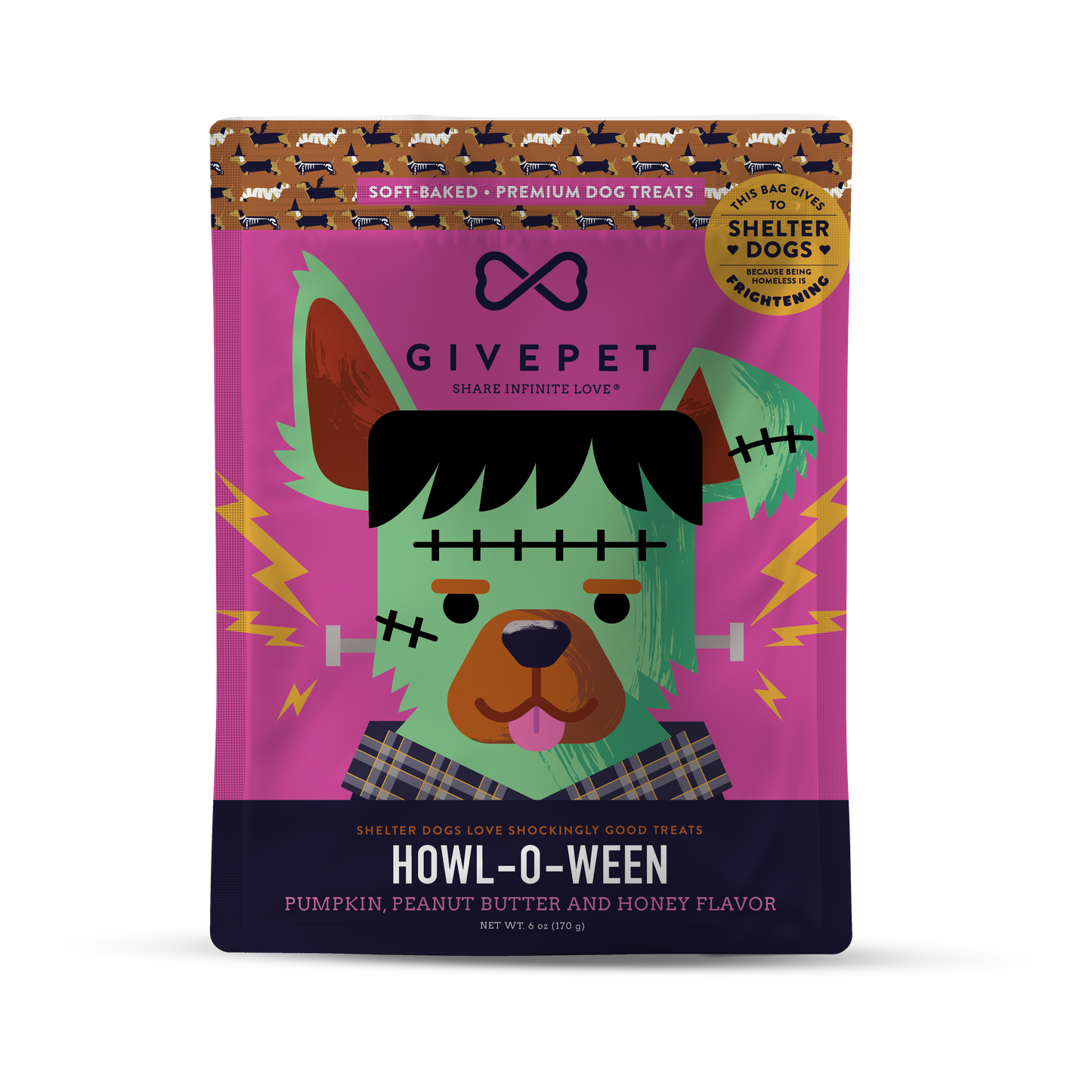 Howl-O-Ween, Soft-Baked Dog Treats, 6oz Bag