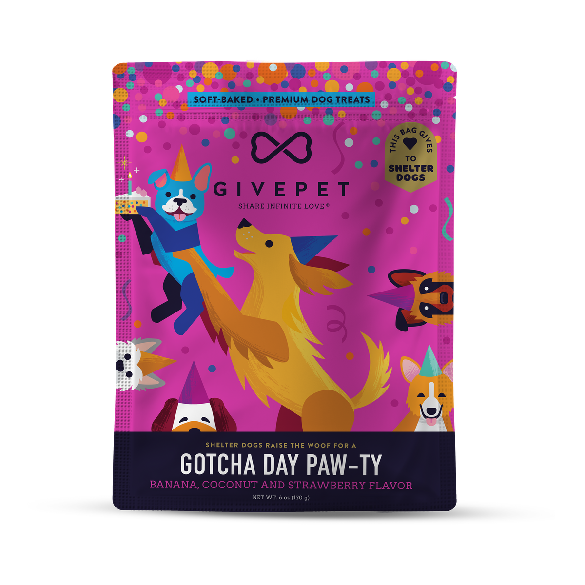 Gotcha Day Paw-ty Soft-Baked Dog Treats, 6oz Bag – GivePet