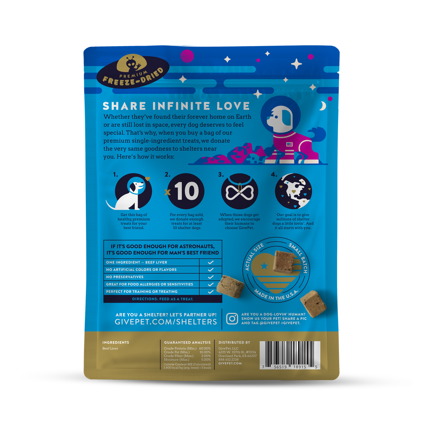 Space Cowboy Freeze-Dried Dog Treats, 3oz Bag